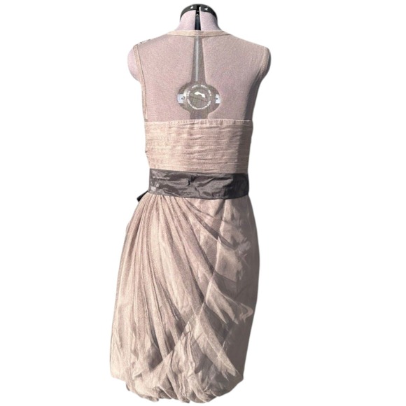 White by Vera Wang Gray Tulle Ruched Cocktail Dress with Sash Size 10 VW361021 - Picture 5 of 7